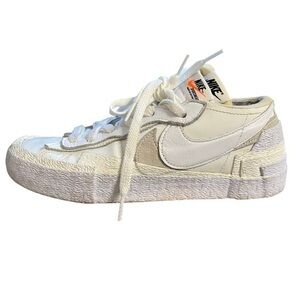 Nike Blazer Low Sacai Triple White Patent Leather DM6443-100 Men's US Size 7